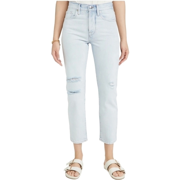 FRAME Le Original Ripped High Waist Crop Jeans, Size 32, NWT - Picture 2 of 16